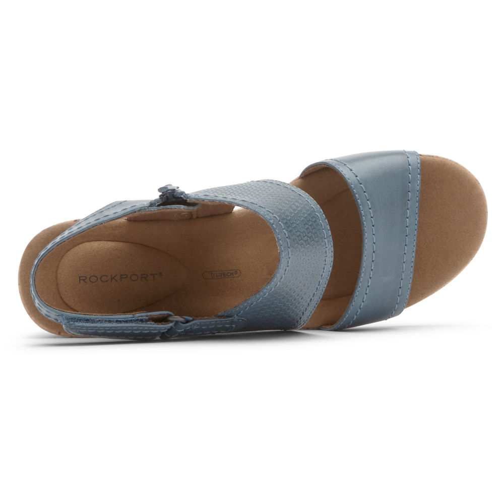 Rockport Singapore Womens Sandals - Briah Asymmetrical 2-Piece Blue - RA6384970